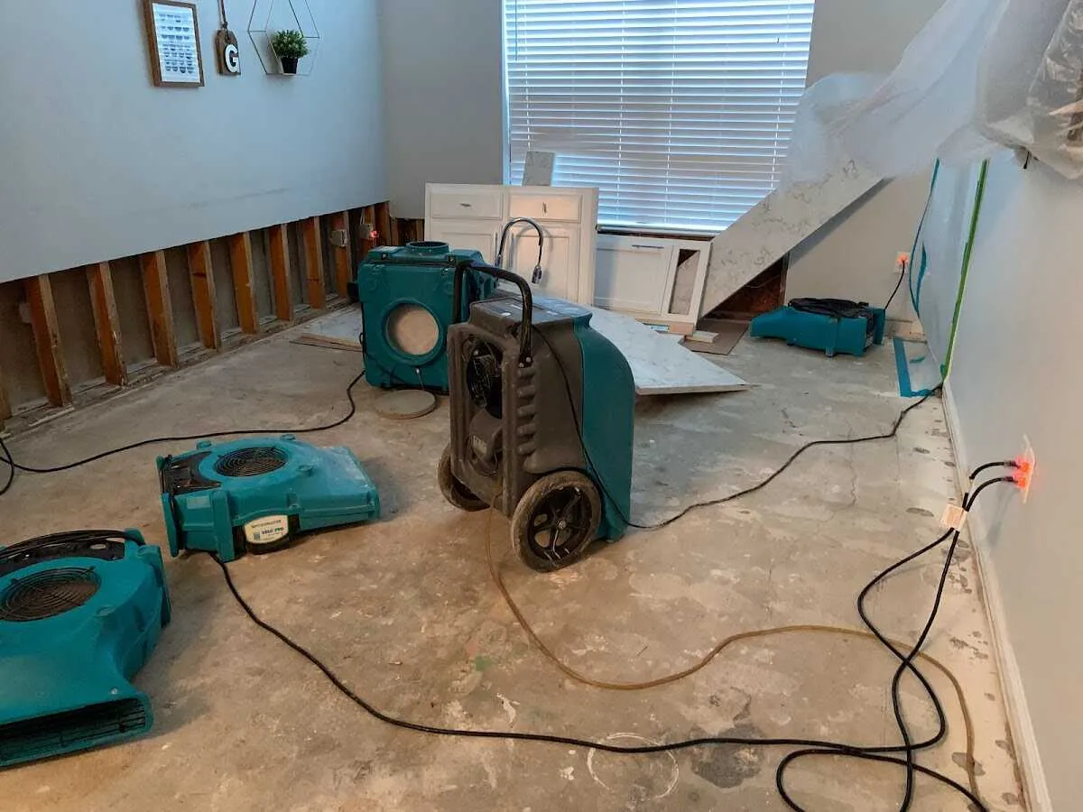 Dehumidifier in flood-cut room for Water Damage Restoration in Maumee